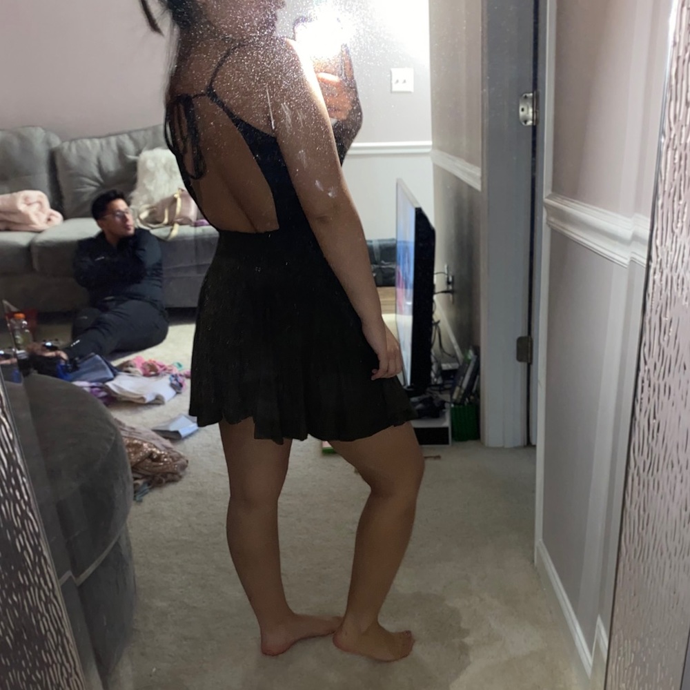 Green backless mini dress!
